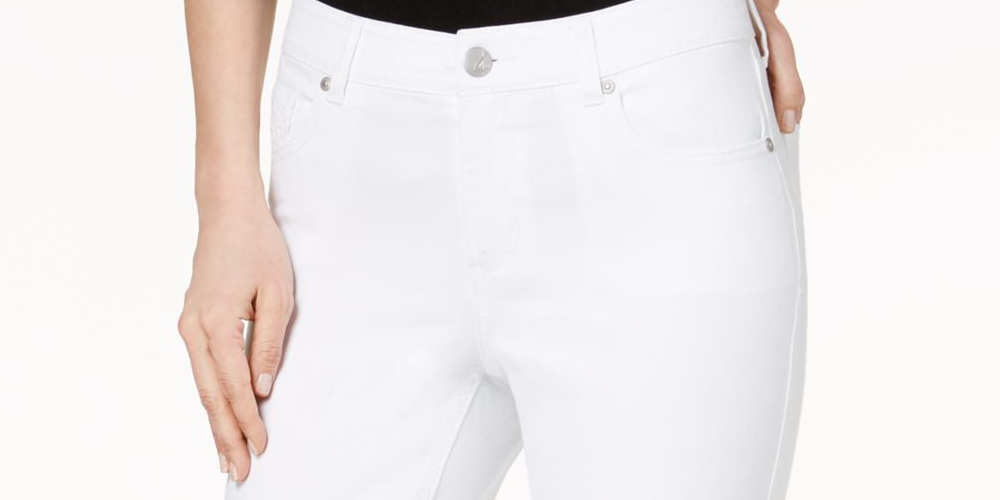 Style & Co Women's Crochet Ankle Skinny Jeans White Size 4