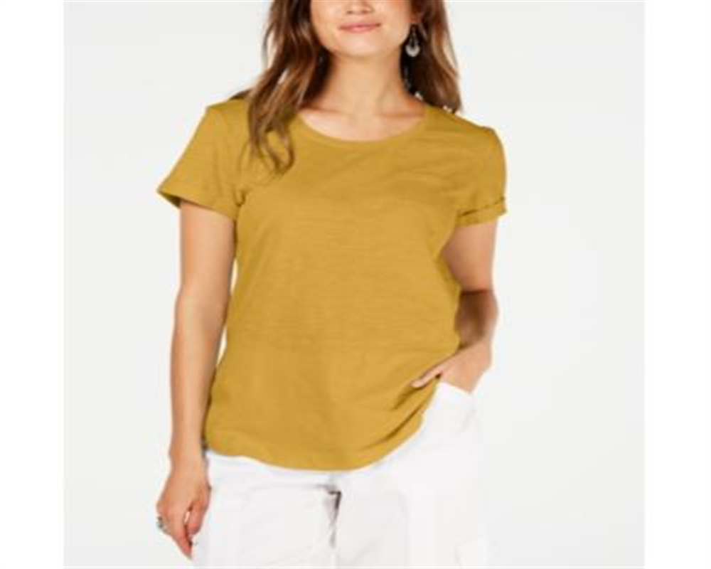 Style & Co Women's Cap Sleeve T-Shirt Top Yellow Size XX-Large