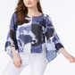 Alfani Women's Printed Angel Sleeve Top Blue Size Petite L