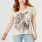 Style & Co Women's Graphic Step Hem Top Brown Size Small
