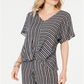 JM Collection Women's Knot Hem Top Black Size X-Large