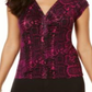Thalia Sodi Women's Printed Ruched V Neck Top Purple Size X-Small
