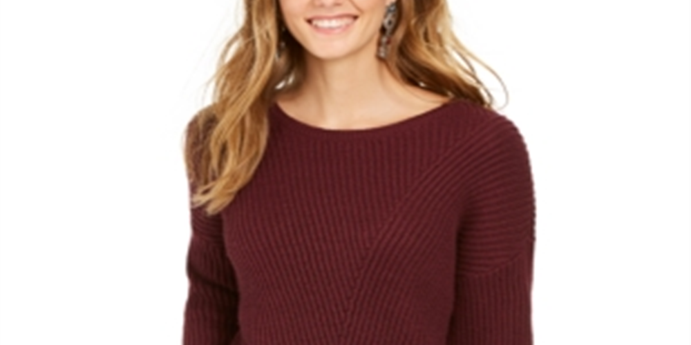 Style & Co Women's Ribbed Drop Shoulder Sweater Berry Jam Size X-Small