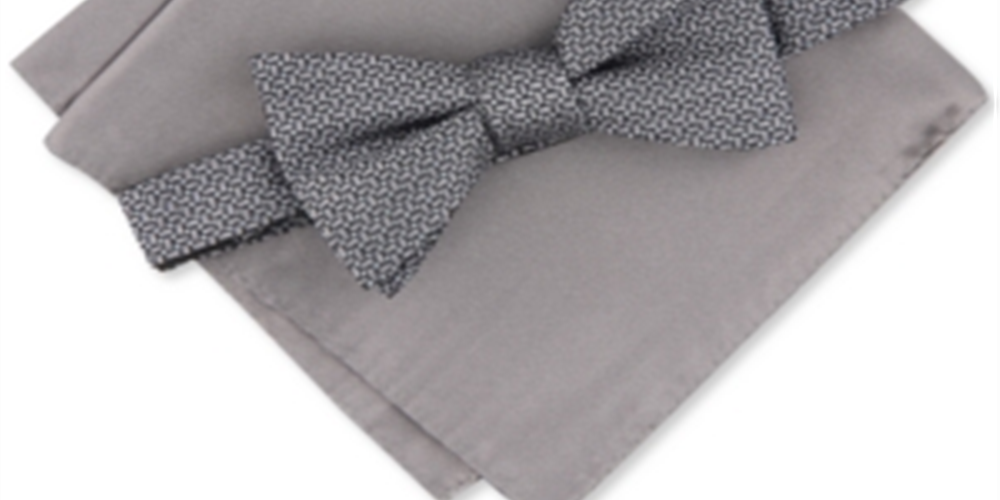 Alfani Men's Geometric Pre Tied Satin Pocket Square Sets Gray Size Regular
