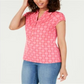 Charter Club Women's Printed Polo Top Pink Size Large