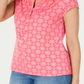 Charter Club Women's Printed Polo Top Pink Size Large