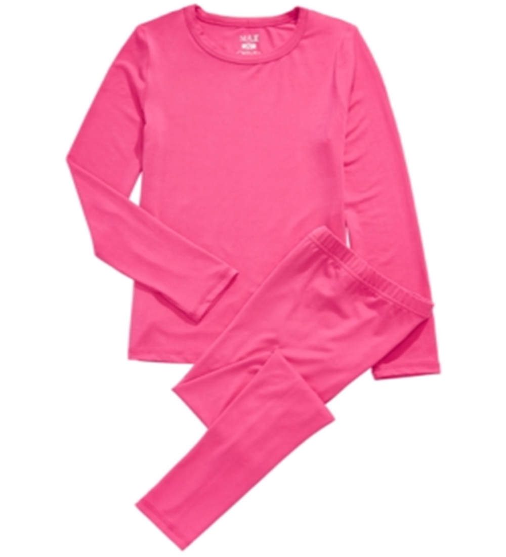 Max & Olivia Little & Big Girl's 2 Pc Base Layer Top & Pants Set Pink Size XL