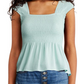 Ultra Flirt Junior's Smocked Top Blue Size S