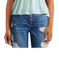 Ultra Flirt Junior's Smocked Top Blue Size S