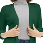 Maison Jules Women's Ribbed Open Cardigan Sweater Green Size XX-Large