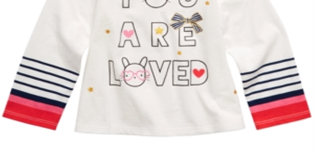 First Impressions Baby Girl's Cotton Long Sleeve Graphic Print T-Shirt White Size 24MOS