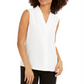 Calvin Klein Women's Sleeveless V Neck Woven Blouse White Size Small