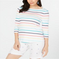 Charter Club Women's Cotton Striped Top White Combo White Size Petite Small