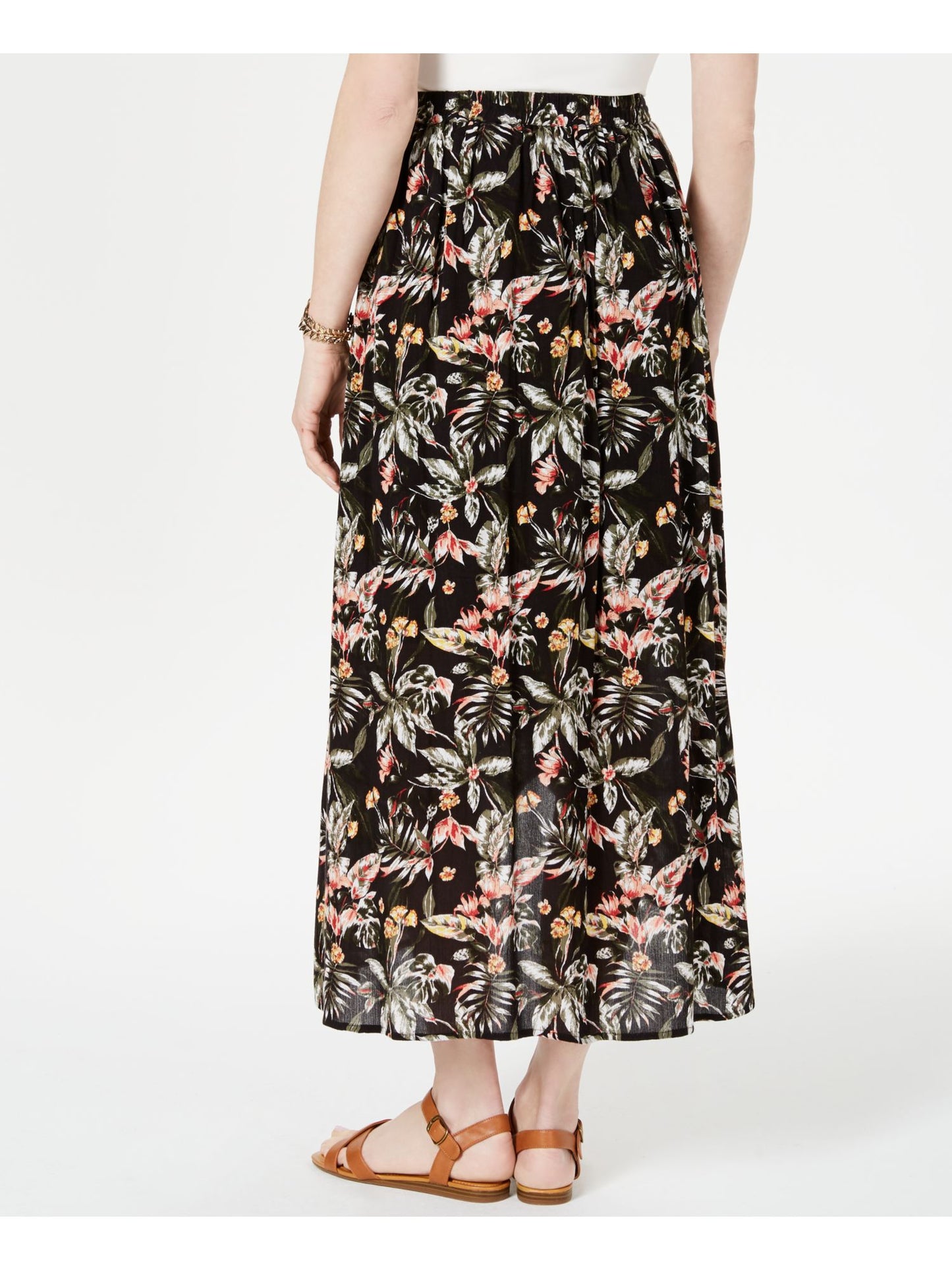 Style & Co Women's Printed MIDI Hi Lo Skirt lack Size Petite Small