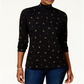 Karen Scott Women's Tree Print Mock Neck Top Black Size Petite S