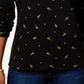 Karen Scott Women's Tree Print Mock Neck Top Black Size Petite S