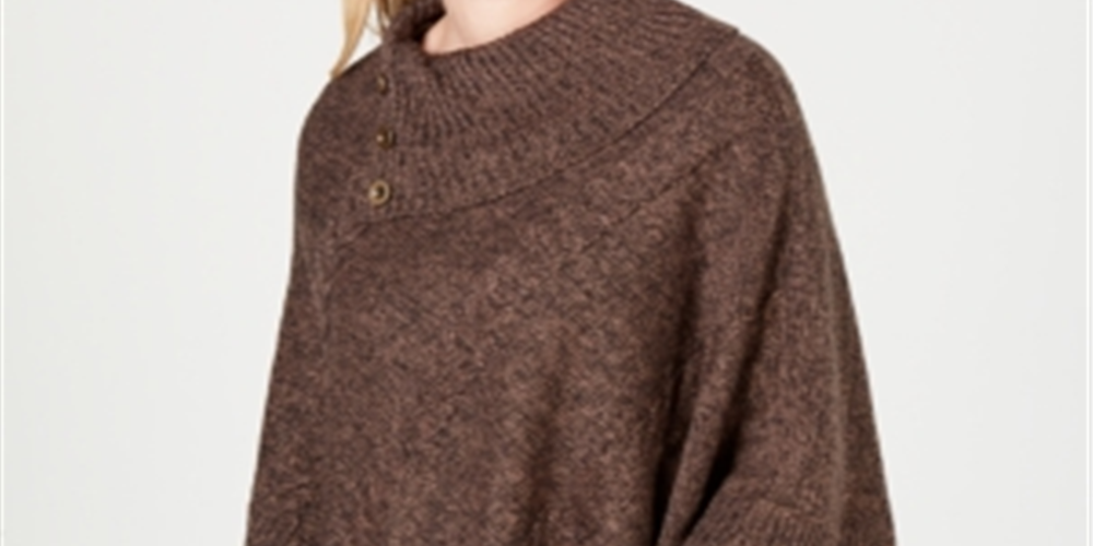 Karen Scott Women's Envelope Poncho Brown Size S/M