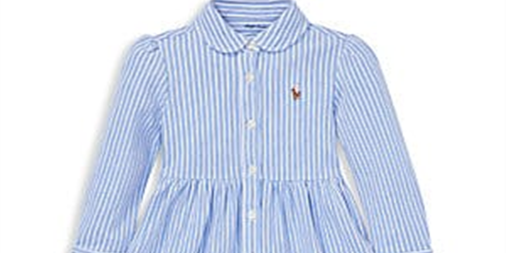 Ralph Lauren Girls' Striped Shirt Dress & Bloomers Set Blue Size 3MOS