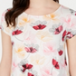 Alfani Women's Floral Short Sleeve T-Shirt Top Brown Size Petite Large