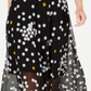 Alfani Women's Dot Print Mesh MIDI Skirt Black Size Petite