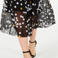 Alfani Women's Dot Print Mesh MIDI Skirt Black Size Petite