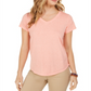 Style & Co Women's Burnout V Neck T-Shirt Orange Size S