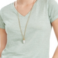 Style & Co Women's Burnout V-Neck T-Shirt Green Size Medium