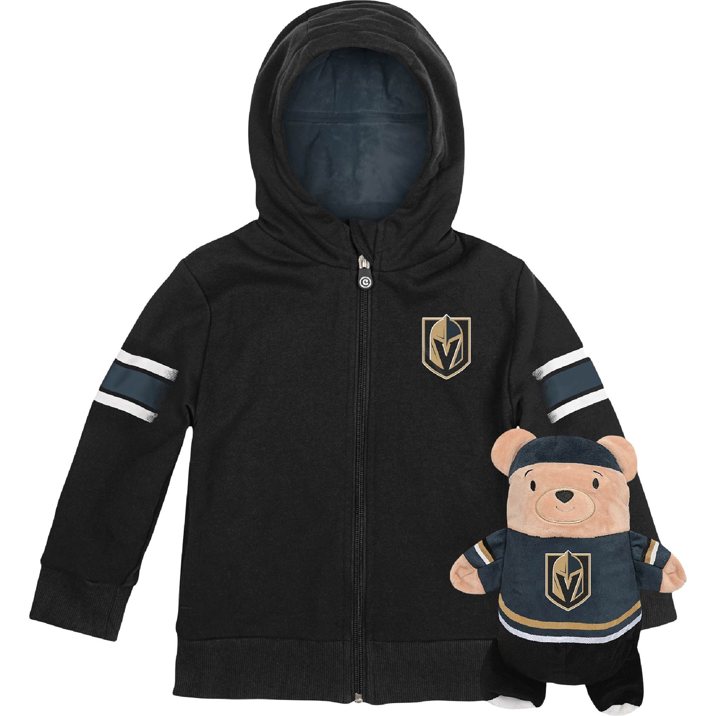 Cubcoats Boys and Girls Toddler Vegas Golden Knights 2-in-1 Transforming Full-Zip Hoodie & Soft Plushie Black Size 2T