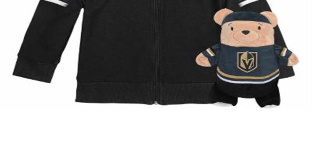 Cubcoats Boys and Girls Toddler Vegas Golden Knights 2-in-1 Transforming Full-Zip Hoodie & Soft Plushie Black Size 2T