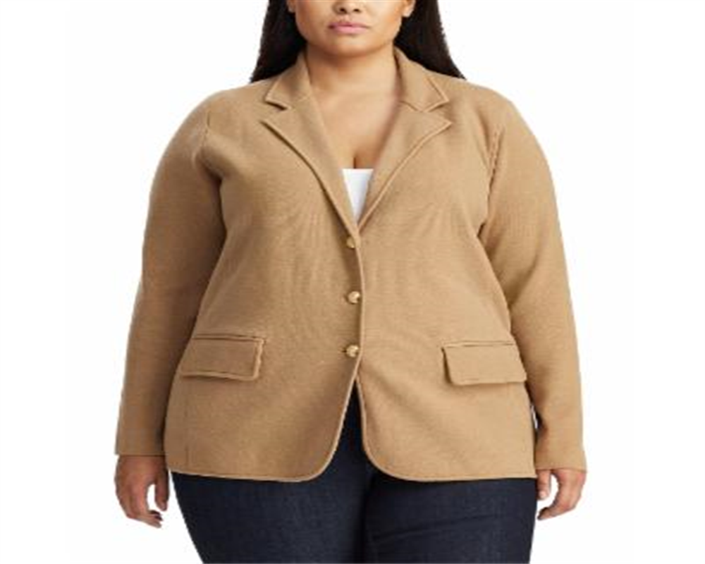 Ralph Lauren Women's Plus Sweater Knit Blazer Brown Size 1X