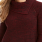 Style & Co Women's Pointelle Envelope Neck Sweater Black Red Size Petite M