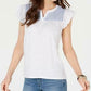 Style & Co Women's Contrast Yoke Cotton Top Blue Size XX-Large