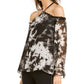 INC International Concepts Women's Tie Dyed Cold-Shoulder Top Black  Size Petite XL