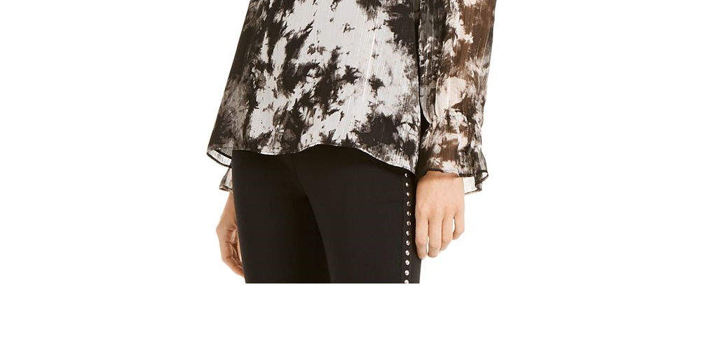 INC International Concepts Women's Tie Dyed Cold-Shoulder Top Black  Size Petite XL