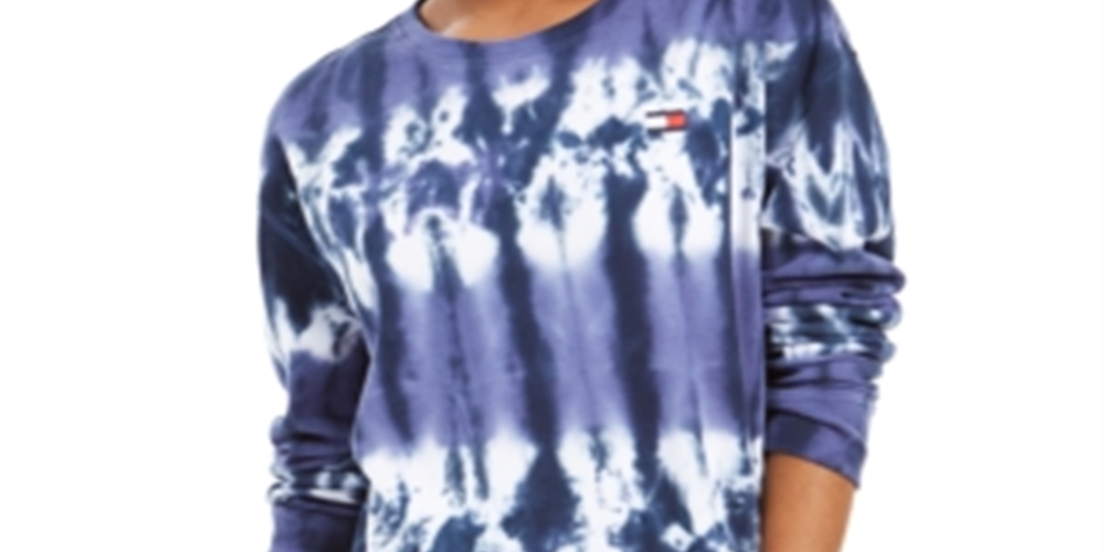 Tommy Hilfiger Women's French Terry Tie Dye Sweatshirt Blue Size XL
