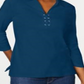 Karen Scott Women's Cotton Lace up Shirt GreenSize Small