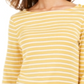 Charter Club Women's Pima Cotton Button Shoulder Stripe Top Yellow Size Small