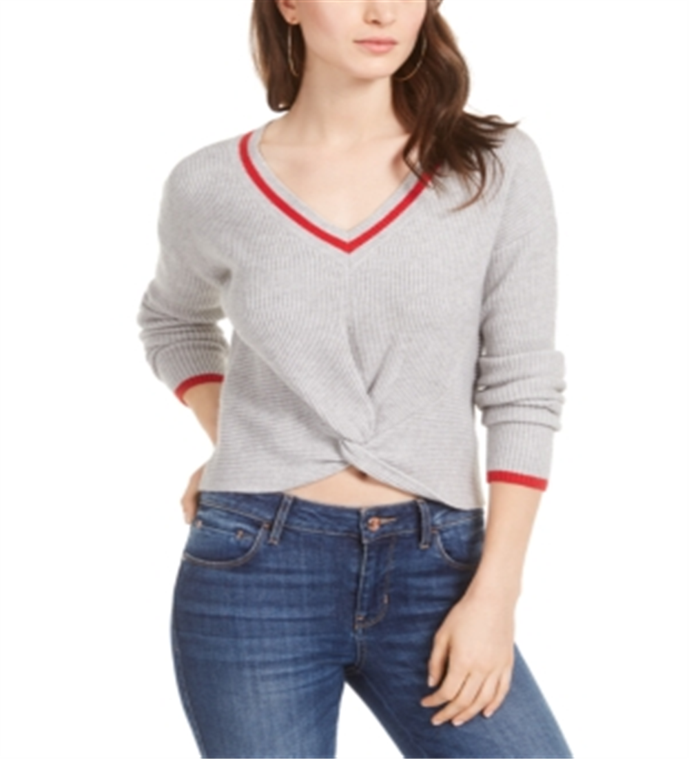 Guess Women's Normandie Ribbed Twist Front Sweater Black- Size XS
