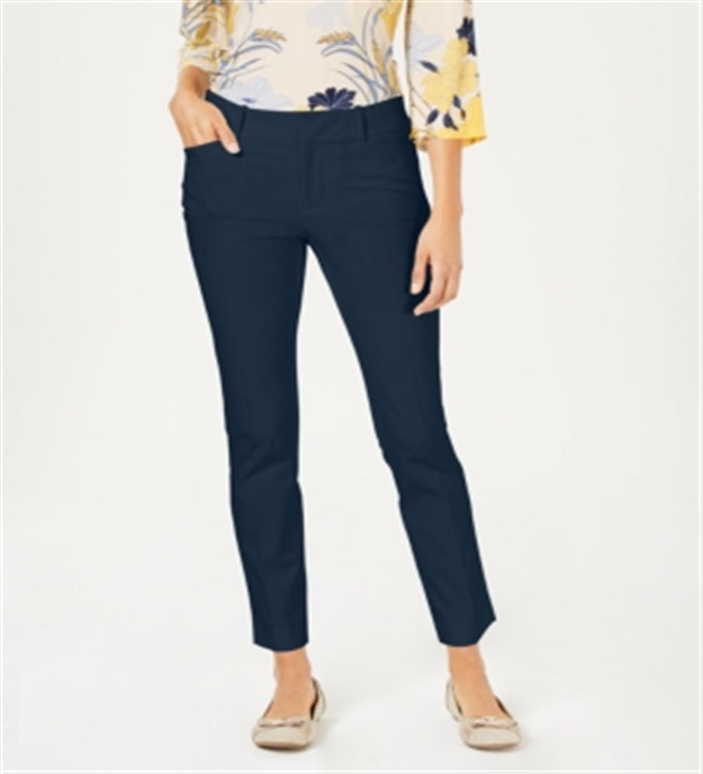 Charter Club Women's Newport Tummy Control Slim Fit Pants Blue Size 4