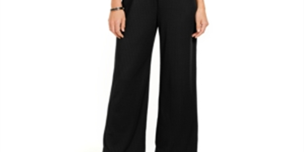 NY Collection Women's Belted Jumpsuit Black Size Petite Small