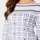 Charter Club Women's 3/4 Sleeve Printed Top White Size Petite M