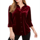 Charter Club Women's Button Front Velvet Top White Size Petite Small