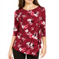 Alfani Women's Printed Side Tie Top Black Size Petite Medium