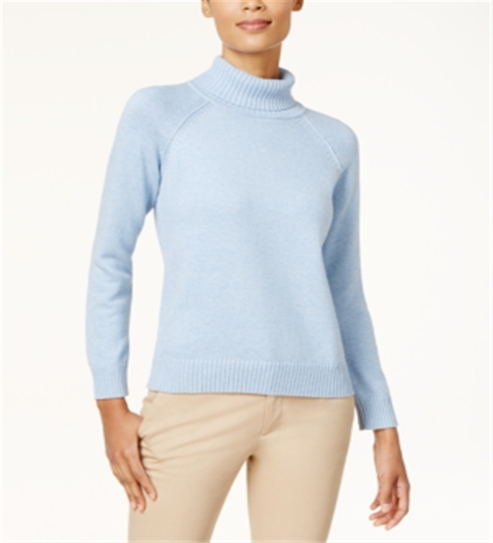 Karen Scott Women's Cotton Turtleneck Sweater Blue Size X-Small