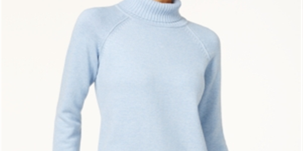 Karen Scott Women's Cotton Turtleneck Sweater Blue Size X-Small