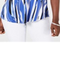 JM Collection Women's Printed Printed Top Blue Size Petite Small