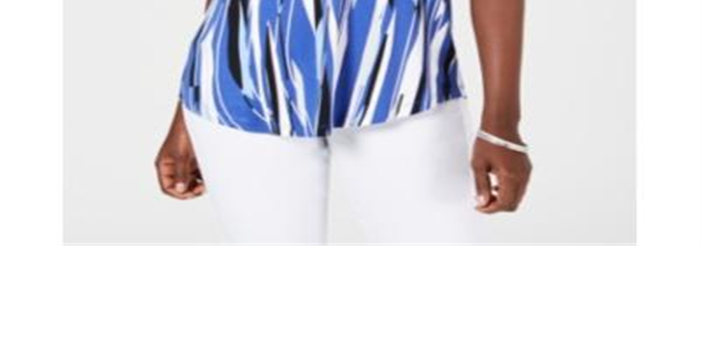 JM Collection Women's Printed Printed Top Blue Size Petite Small