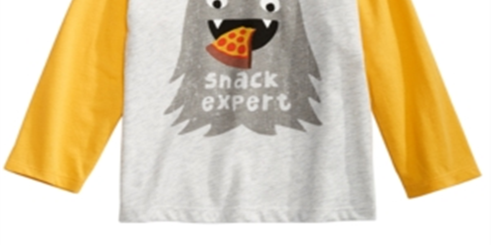 First Impressions Baby Boy's Colorblocked Raglan Snack Expert T-Shirt Gray Size 24MOS