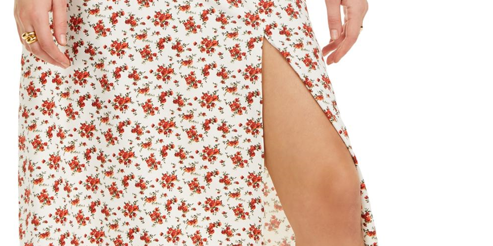 Danielle Bernstein Women's Side Slit Pull on Midi Skirt White Size Large