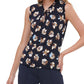 Tommy Hilfiger Women's Twist Neck Floral Sleeveless Blouse Top Blue Size Small